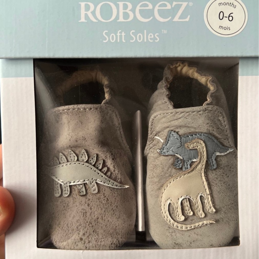 Robeez Gray Baby Walker Shoes Soft Soles